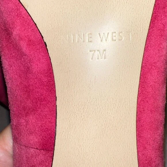 Nine West Pink Suede High Crystals Embellished Heels - Picture 4 of 10